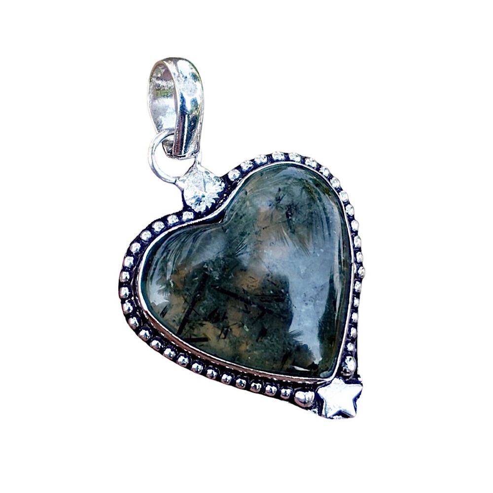Prehnite Cabachon Heart Pendant